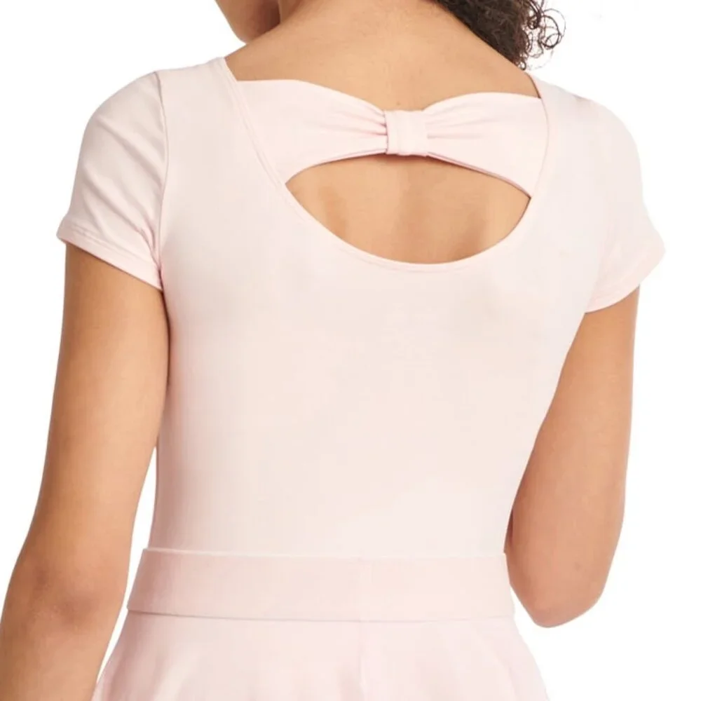 Justice Girls L Cap Sleeve Dance Gymnastics Pink Leotard SIZE 12-14 NEW